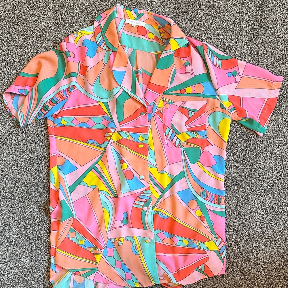 Olivaceous Multicolor Abstract Button Down Shirt